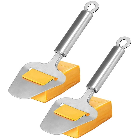 2 Pack Stainless Steel Cheese Slicers, Cheese Knife Heavy Duty Plane Cheese Cutter, Shaver, Server for Semi-Soft, Semi-Hard Cheese