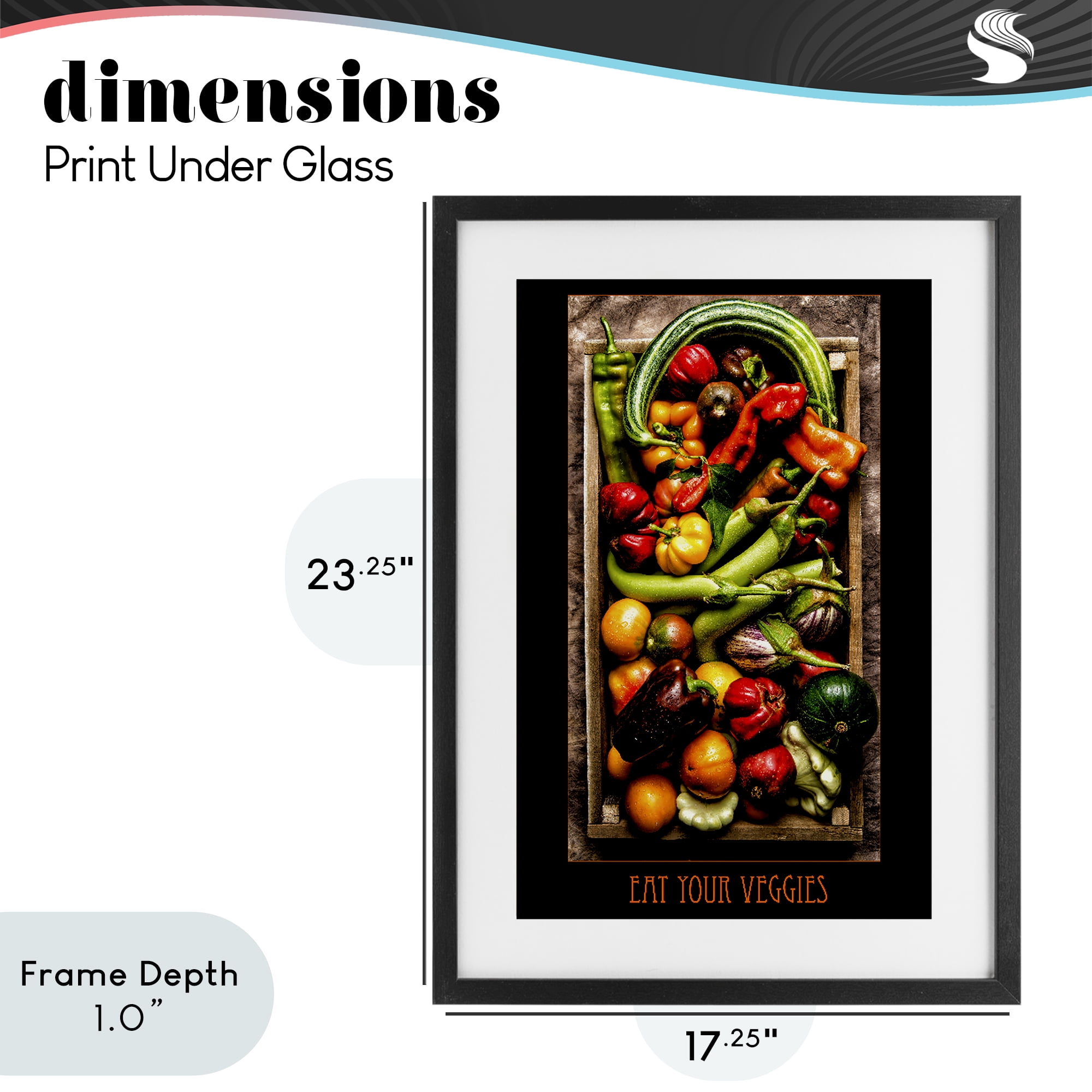 Stupell Industries Eat Your Veggies Vibrant Harvest Black Framed Print Under Glass, design by Carl Kravats