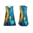 thumbnail image 3 of Bixox Starry Sunflower Dreamscape Print Women's Sleeveless A-Line Dress with Pockets, Casual Knee-Length Tank Dress for Summer-Small, 3 of 7