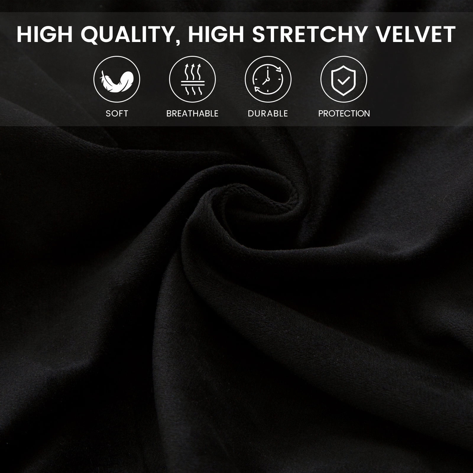 SHANNA Velvet Tub Chair Covers, 2 Pieces Stretch Modern Armchair Slipcovers Non Slip Sofa Couch Slipcover for Club Bar Counter Living Room Reception,With Separate Cushion Cover, Black, 2 Pack