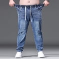 thumbnail image 5 of Tqyyweavej Men's Relaxed Fit Jeans Oversized Ripped Stretch Drawstring Cargo Denim Pants Open Bottom Casual Everyday Jeans with Pockets, 5 of 10