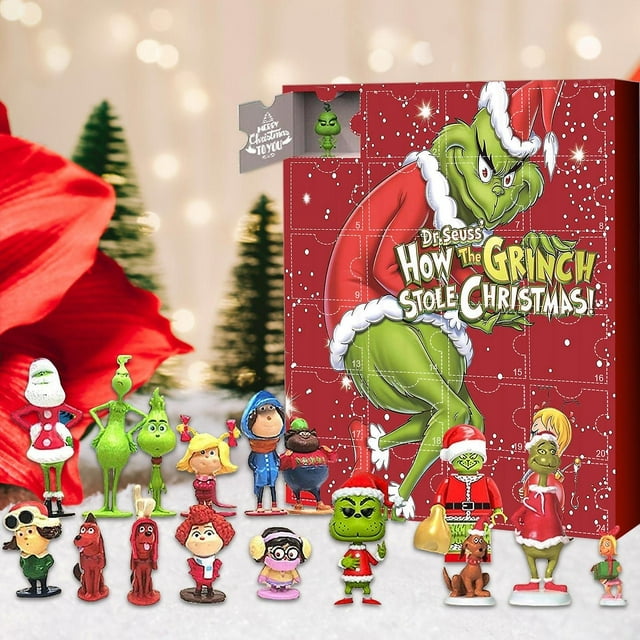 Popular Advent Calendargrinch Advent Calendar Christmas Blind Box 24-piece Gift Green Monster Countdown Halloween Blind Boxpopular Advent Calendar_Perfect Gift