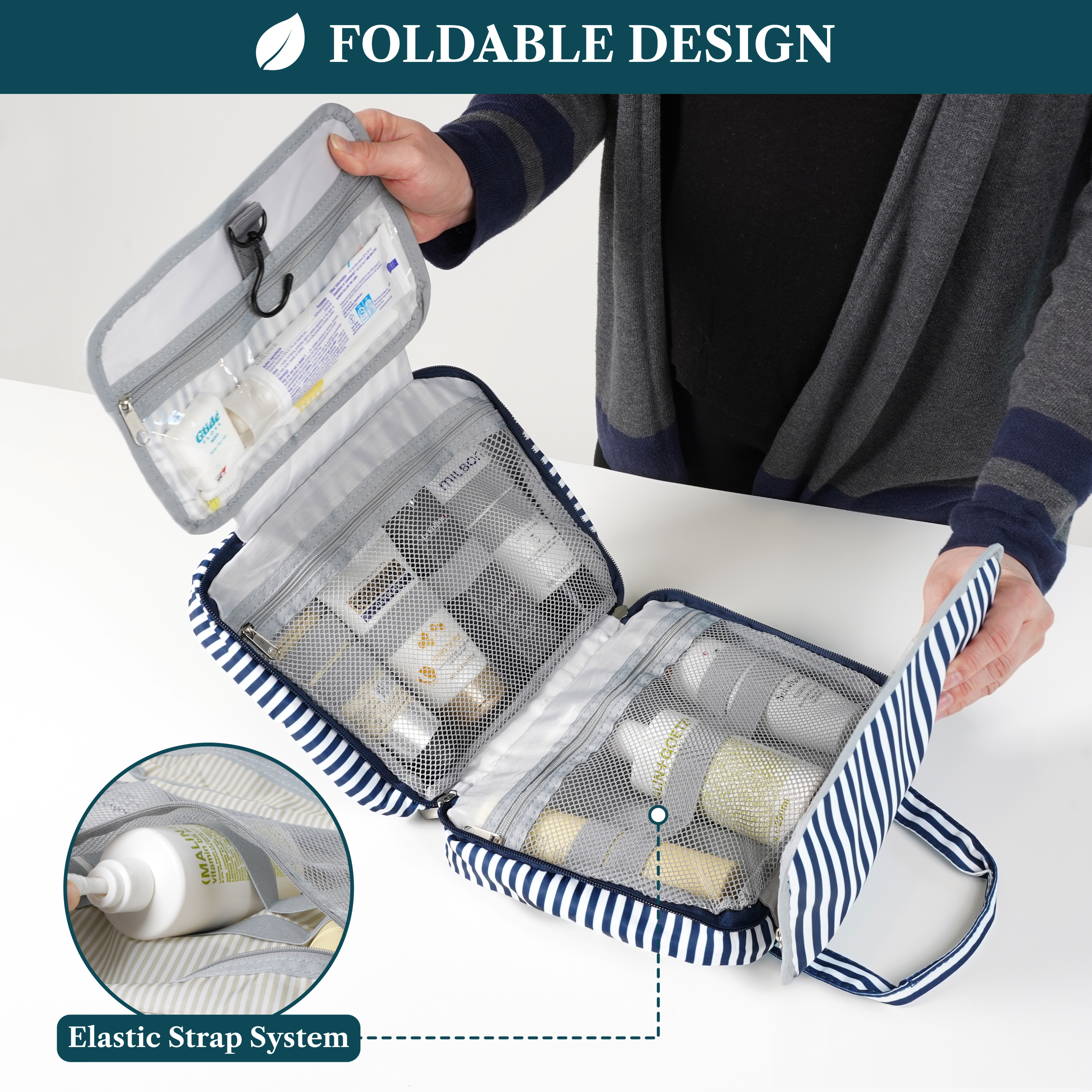 Pavilia Hanging Toiletry Bag with Foldable Design photo 4