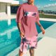 thumbnail image 2 of Blusa de Manga Corta Cuello Redondo Impresión Deportiva Camisa de Ajuste Delgado Poliéster Elástico Cintura Superior para los Hombres, Blusa Casual para el Uso Diario de Verano, 2 of 5
