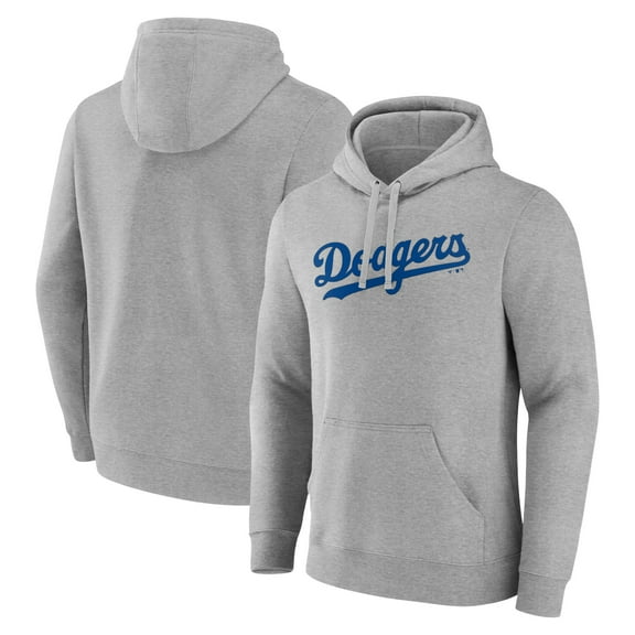 Men's Heather Gray Los Angeles Dodgers Official Wordmark Pullover Hoodie