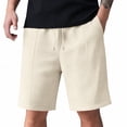 thumbnail image 2 of Dwellite Mens Shorts Waffle Knit Drawstring Shorts Stretch Elastic Waist Summer Beach Lounge Sweat Short Pants with Pocket 2026 Khaki 2XL, 2 of 8