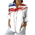 thumbnail image 2 of Xdegoge Long Sleeve Shirts for Women 4Th of July Shirts Patriotic Usa T Shirt Loose Fit American Flag Shirt Button Up Trendy Collared Blouses Summer Tunic Tops Women Last Order Placed By Me, 2 of 4