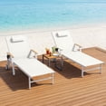 thumbnail image 3 of Harbweb Outdoor Chaise Lounge Chair Set of 2 , 5-Position Adjustable Sun Tanning Chair with Pillow, Aluminum Patio Lounge Chair with Wheels & Armrests for Garden, Beach, Patio, Pool, White, 3 of 8