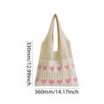 thumbnail image 2 of Yucurem Women Crochet Tote Handbag Heart Pattern Ladies Daily Handbag (Apricot Pink) Fashion shoulder bag (A), 2 of 8