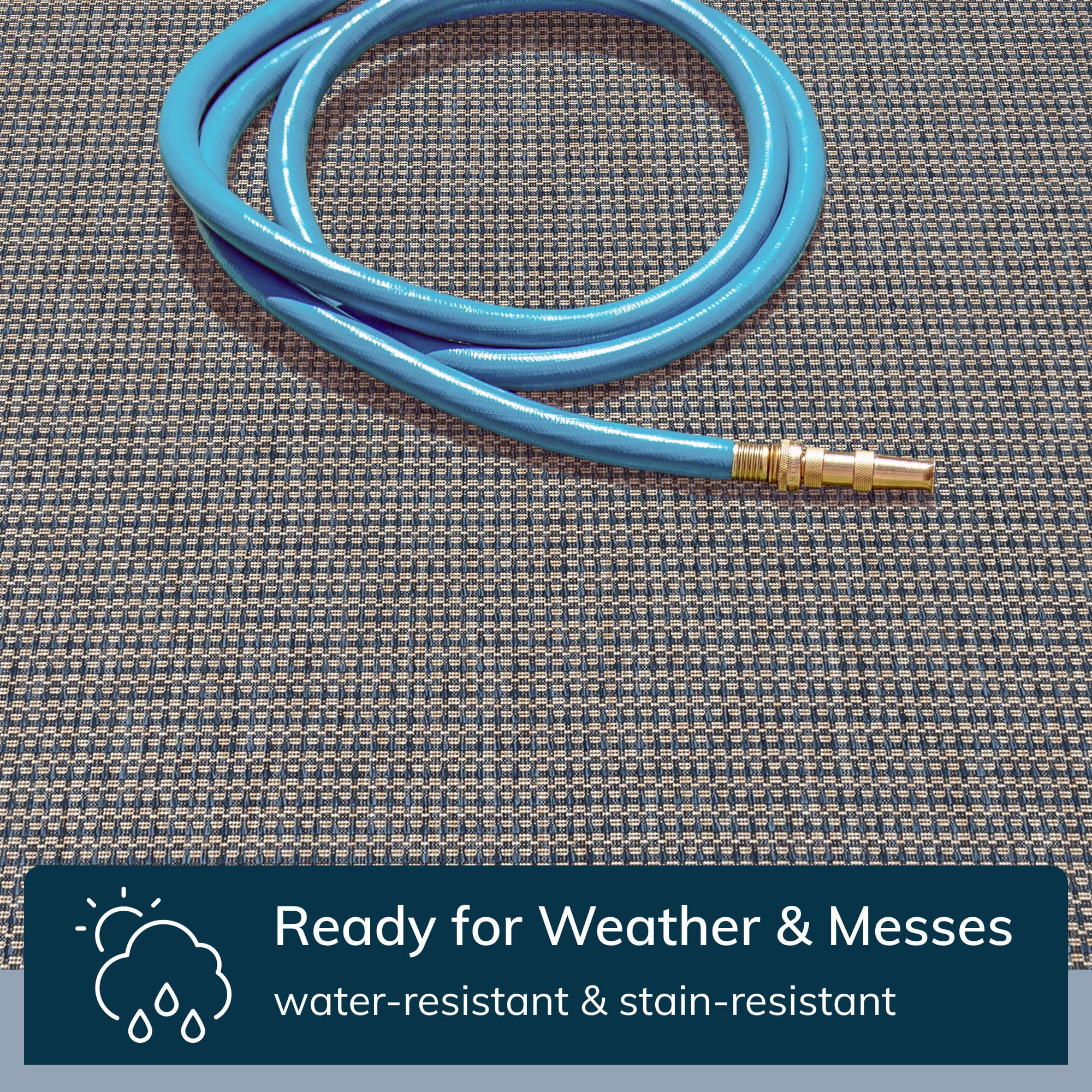 Well Woven Medusa Odin Solid & Striped Blue 2'7" x 9'10" Indoor/Outdoor Flat-Weave Runner Rug