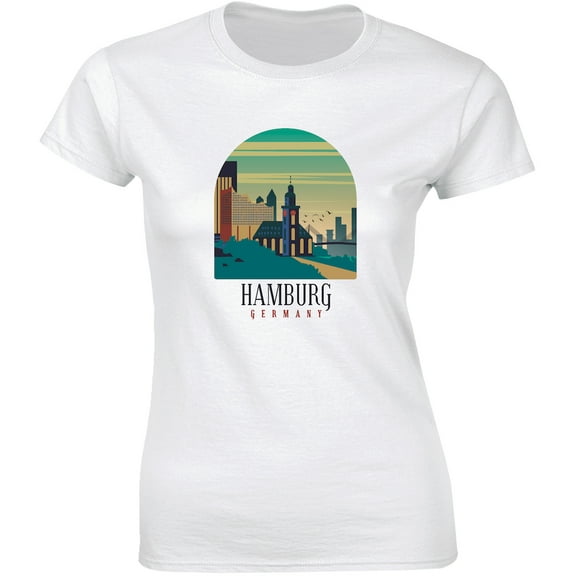 Best Place Hamburg Germany Skylin Great Map Of Germany Women's Gift T-Shirt