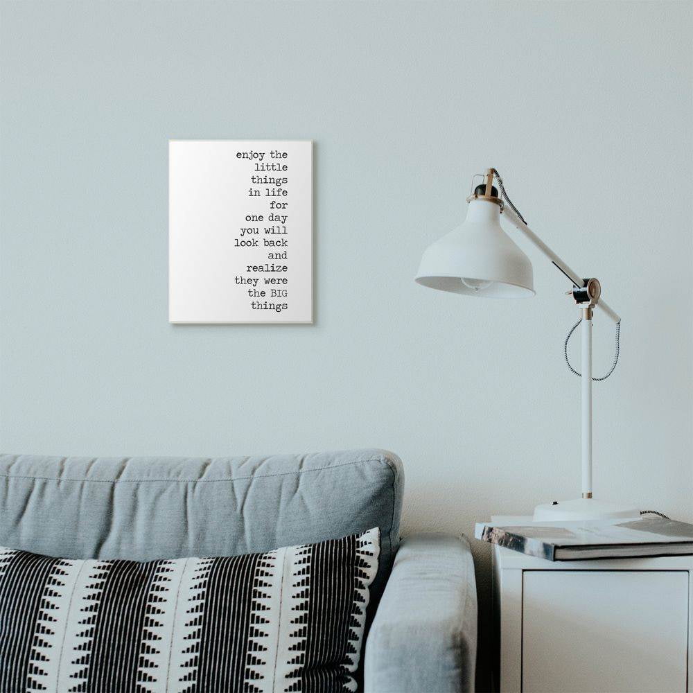 Stupell Industries Enjoy Family Home Inspirational Word Black And White Design Wall Plaque Art by Anna Quach