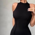 thumbnail image 3 of IROINNID Women's Sleeveless Sheath Dress Turtleneck Asymmetrical Halter Tank Dress Short Basic Club Dress Solid Color Dress, 3 of 6