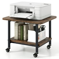 Gymax Under Desk Printer Stand 2-Tier Mobile Printer Table w/ Storage Shelf Lockable Wheels