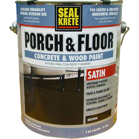 Rust-Oleum Seal-Krete Porch & Floor Concrete & Wood Satin Paint, Brown, 1 (Best Wood For Porch Floor)