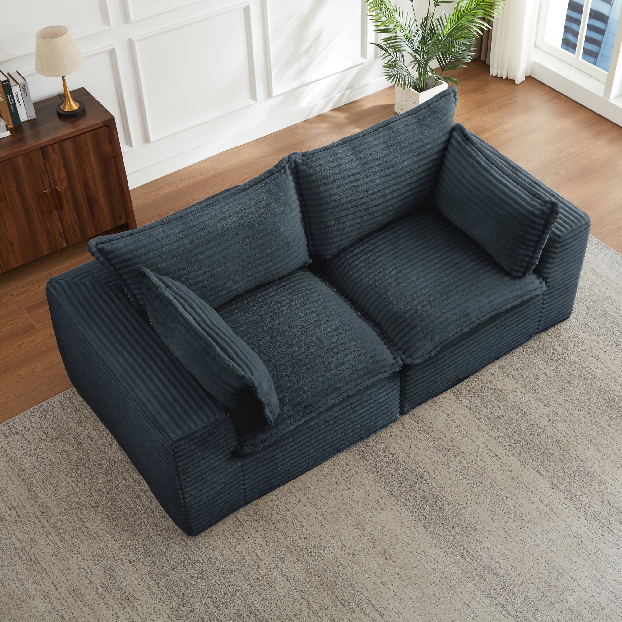 Jopath Cloud Loveseat Sofa Couches,Modern 2-Seater Boneless Sofa Couches,Fluffy Group Sofas for Living Room Bedroom,DARK GREY