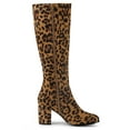 thumbnail image 4 of BLISSFUL STEP Valentine's Women's Knee High Boots Side Zipper Faux Suede Block Chunky Heels Leopard 8, 4 of 7