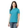 thumbnail image 1 of Polo de piqué de algodón de peso pesado Port Authority para mujer L Turquesa L420, 1 of 1