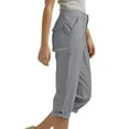thumbnail image 4 of Womens Cargo Capris Lightweight Stretch Casual Cropped Trousers Rolled Hem Outdoor Hiking Pants with Pockets Gray XL, 4 of 7