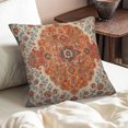 thumbnail image 2 of Burnt Orange Blue Boho Pillow Covers 18x18 Inch Set of 2, Vintage Ethnic Carpet Rust Floral Decorative Throw Pillow Cases Fall Outdoor Rustic Cushion Covers Home Decor for Living Room Sofa Couch Bed, 2 of 8