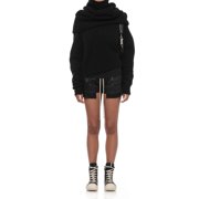 Rick Owens Black Leather Short With Elasticated Waist And Layered Effect (Women's)