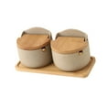 thumbnail image 5 of 2 Pieces Ceramic Condiment Pot Porcelain Sugar Bowl Bamboo Lid Spice Container for Restaurant Coffee Bar Countertop, 5 of 9