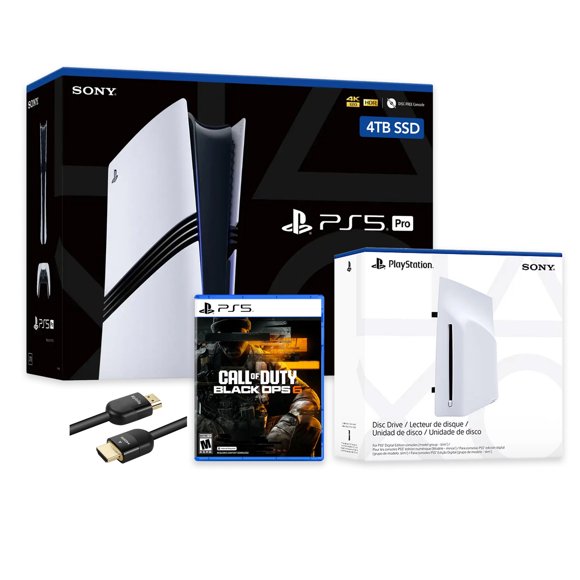 PlayStation 5 Pro 4TB SSD Console with Disc Drive, Wireless Controller and Call of Duty Black Ops 6 - CFI-7019 PS5 Pro