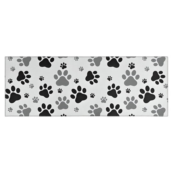 Grey Dog Paw Footprint Kitchen Rug Mat,Kitchen Runner Rugs Non Skid Washable,Decorative Kitchen Floor Mats for Kitchen,Sink,Laundry,17"X47"