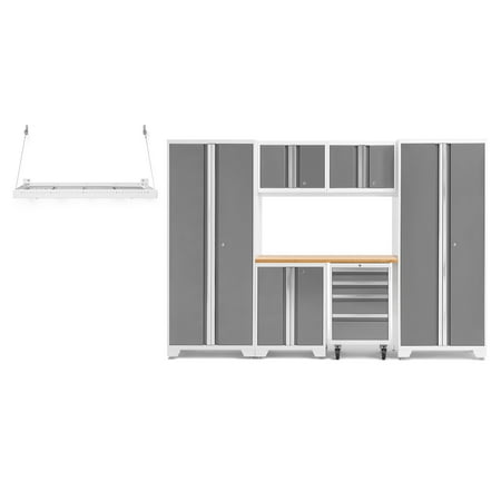 

NewAge Products Bold Series Platinum 8 Piece Cabinet Set Heavy Duty 24-Gauge Steel Garage Storage System Wall Mounted Shelf Included