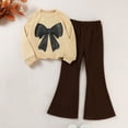 thumbnail image 2 of BOOMNY Toddler Girls Clothes Sets Long Sleeve Casual Bowknot Sweatshirts Flared Pants 2Pcs Outfits Sets Cozy Fall Winter Clothing Set, 2 of 9