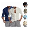 thumbnail image 4 of Camisa De Lino Elegante Y Cómoda Con Cuello En V Para Hombre, 4 of 4