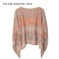thumbnail image 2 of Poncho de comercio exterior de punto degradado con superposición de murciélago bohemio para mujer, chal de punto, capa con borla, 2 of 5