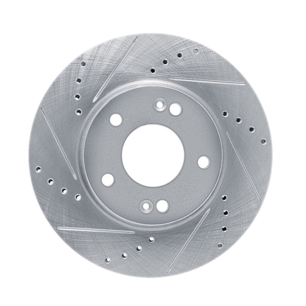 KarParts360 For Kia Niro 2023 2024 2025 Disc Brake Rotor Front, Driver Side | Cast Iron | Silver Finish | Drilled And Slotted Style | 69 Millimeters/2.72 Inches Center Hole Diameter