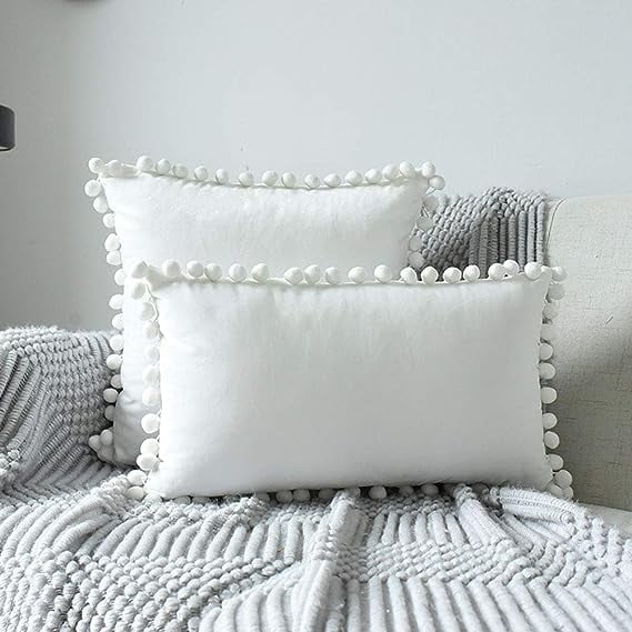 Nvzi Funda de cojín cuadrada de terciopelo suave y lisa, decorativa para sofá, dormitorio, coche, 1 pieza (blanco, 45,7 x 45,7 cm)