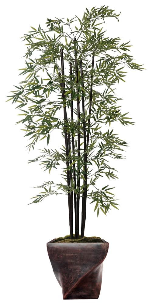 81.5" Green Faux Bamboo Tree in Dark Brown Planter