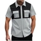 thumbnail image 2 of pstuiky Camisas de vestir de manga corta para hombre, Blusa de manga corta con cuello alto y botones para hombre de Europa y América camisetas de hombre m, 2 of 7