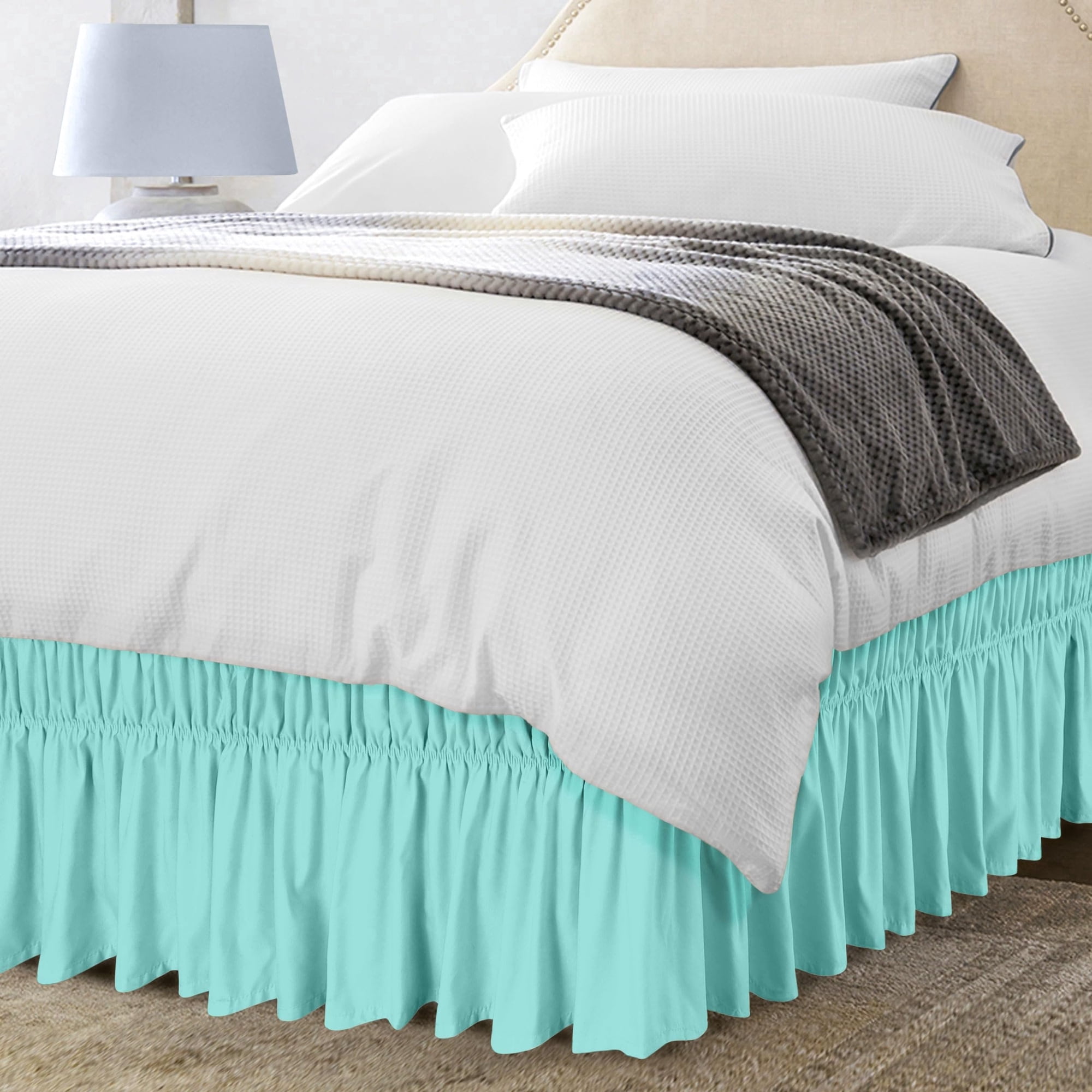Utopia Bedding Queen Elastic Bed Ruffle - Easy Wrap Around Ruffle - Microfiber Bed Skirt with Adjustable Buckle & Elastic Belt 16 Inch Tailored Drop - Hotel Quality Bedskirt, Fade Resistant Grey