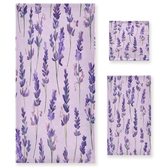 Three-Piece Towel Set Face Towel Towel Set Hand Towel Bath Towel Cotton Bath Towels Bath Towel Sets Hand Bath Towels Purple Lavender2