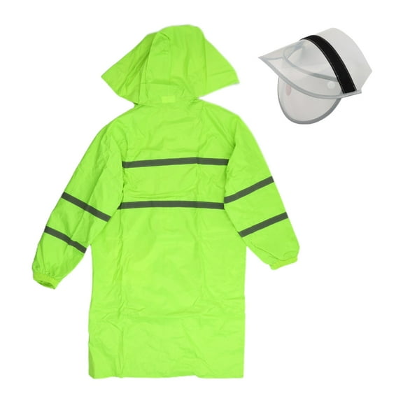 SIEYIO High Visibility Long Rain Construction Waterproof Rain Jacket Hooded Rain Coat