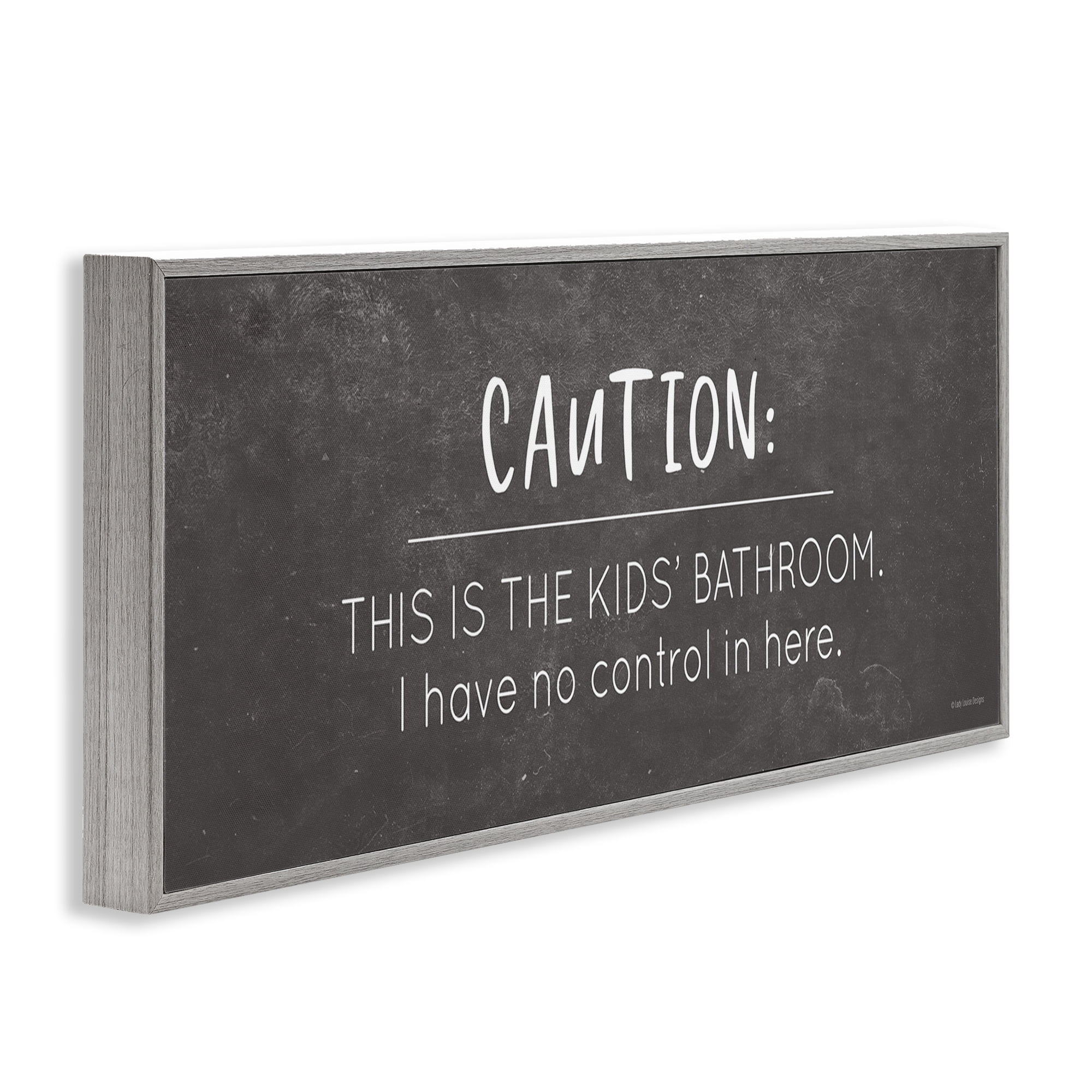 Stupell Industries No Control Here Bathroom Typography Painting Gray Framed Art Print Wall Art, 30 x 13