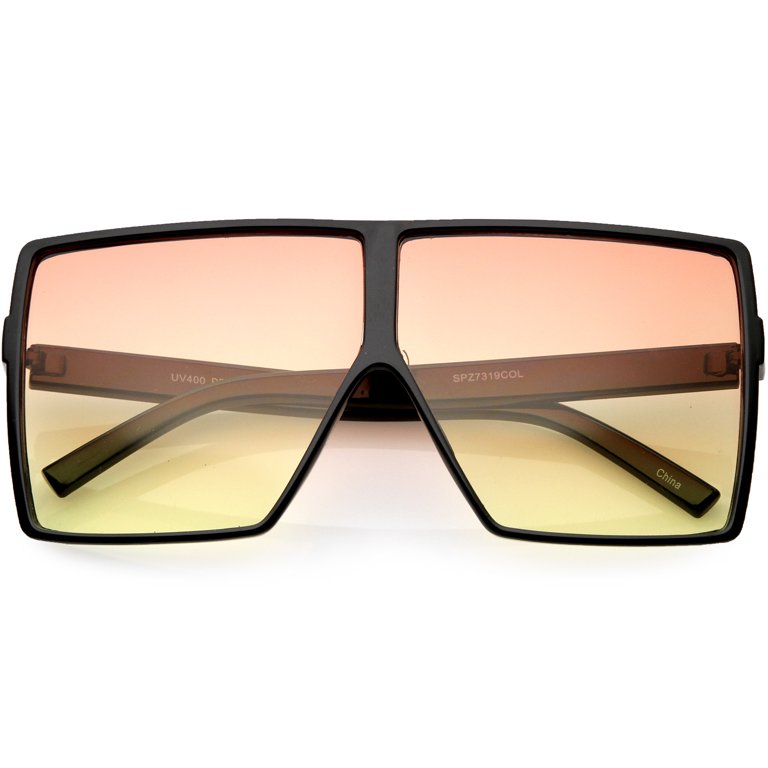 Big Large Oversize Square Sunglasses Flat Top Two Tone Lens 70mm
