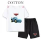 thumbnail image 3 of Conjunto de camiseta y pantalones cortos de verano para niños, camiseta de algodón de manga corta con dibujos de coches y pantalones, conjunto de 2 piezas, ropa para niñas y niños, conjunto para bebés, 3 of 5