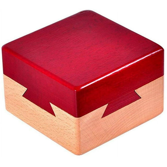 Yeacher Impossible Dovetail Box Mini 3D Brain Teaser Wooden Magic Drawers Gift Jewelery Box Puzzle