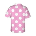 thumbnail image 3 of Daiia Pink And White Polka Dot Hawaiian Shirt for Men Gentle Cotton Regular Short Sleeve Casual-Medium, 3 of 9