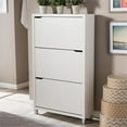 thumbnail image 2 of Bowery Hill Modern 3 Shelf Shoe Storage Cabinet in White, 2 of 5