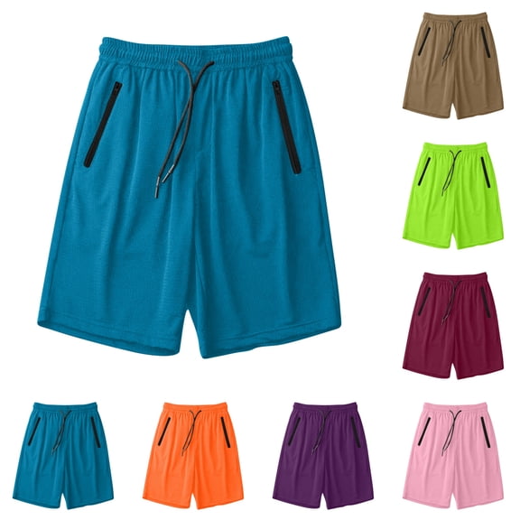 LIBRCLO Mens Shorts Solid Color Ice Silk Drying Shorts with Pockets Running Outdoor Summer Bottoms