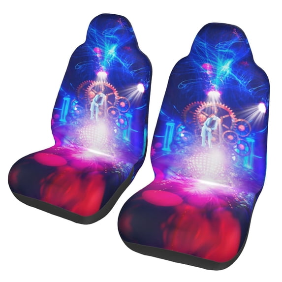 Cyberpunk Mystic Future Surreal Car Front Seat Covers Protectors , Steampunk Abstract Art Automotive Seat Covers for Cars Trucks Suv