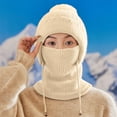 thumbnail image 4 of ManxiVoo Women All In One Winter Beanie Hat with Integrated Scarf and Ear Nose Warmer for Extreme Cold Weather Protection and Outdoor Activities White, 4 of 4