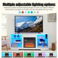 thumbnail image 3 of Fireplace TV Stand with LED Light for 60" TV, Wood TV Console Entertainment Center for Living Room, with Charging Outlet, Glass Shelves, Virtual Flame Fireplace, Media Console, White, 3 of 10