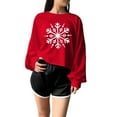 thumbnail image 4 of Cropped Sweatshirts for Women Funny Christmas Graphic Xmas Holiday Party Casual Long Sleeve Fall Clothes Tops Pullover, 4 of 4
